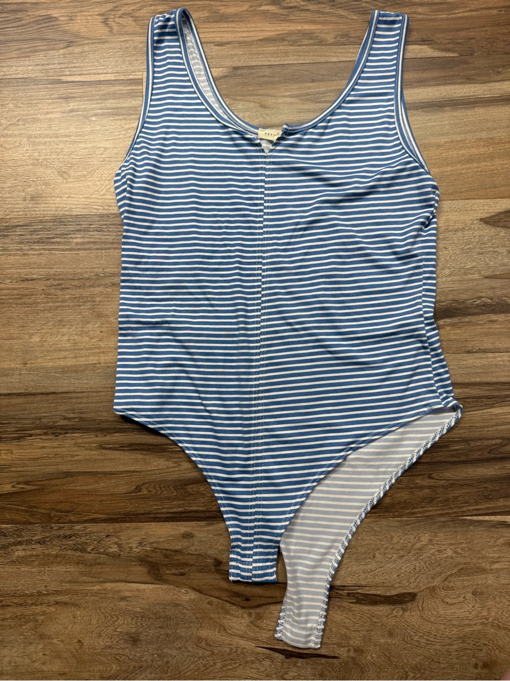 Striped Scoop Neck Blue & White Bodysuit